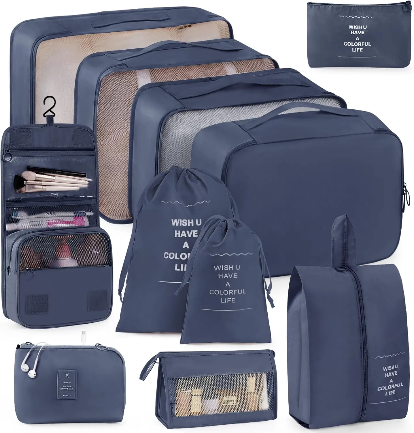 Anjing Packing Cubes 10/11 PCS Travel Luggage Organizers, Travel Essentials, Waterproof Packing Organisers, Luggage Organizer Bags