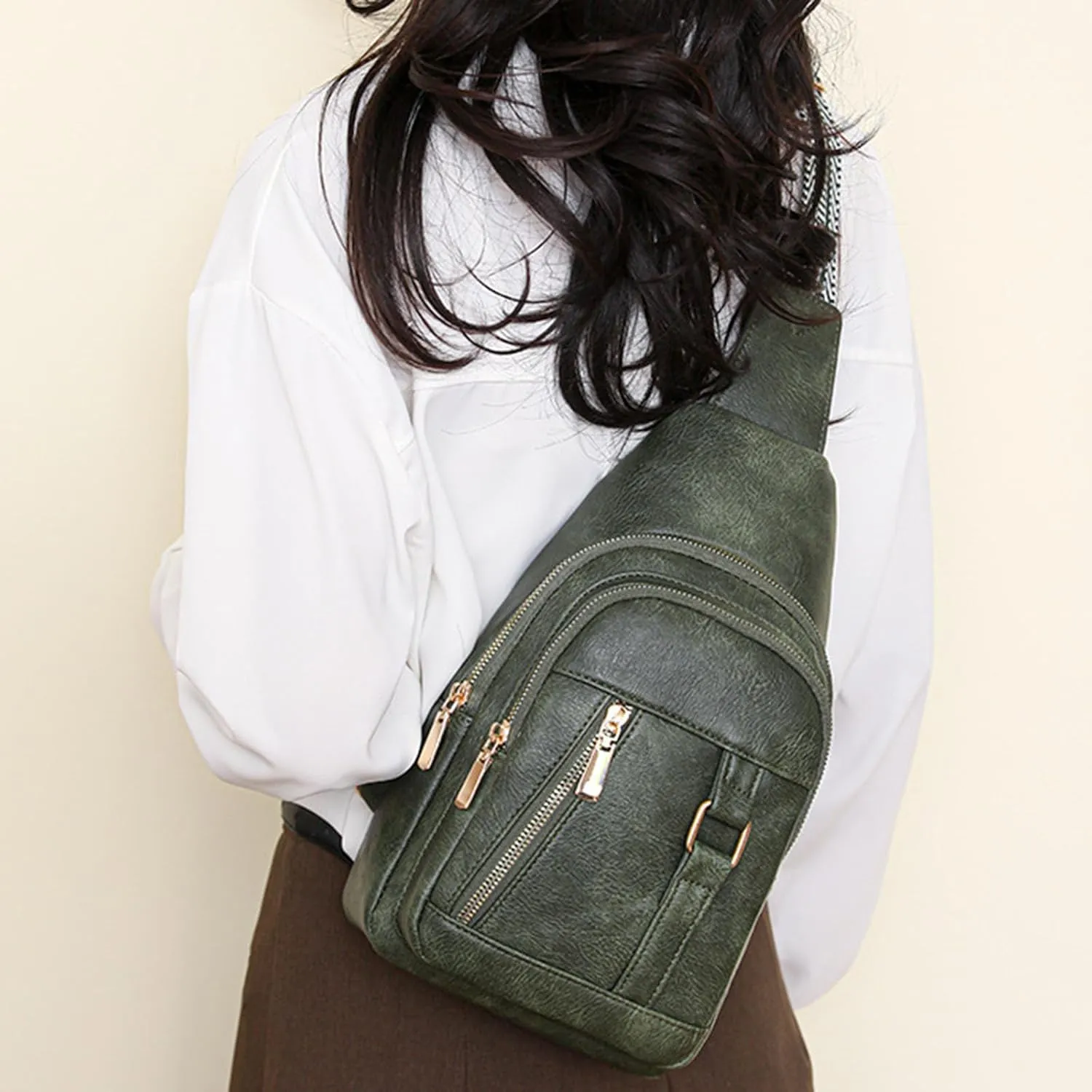 Anti Theft Crossbody Bag for Women Multi Pocket Crossbody Purses Shoulder Handbags Mens Work Backpack(Green)