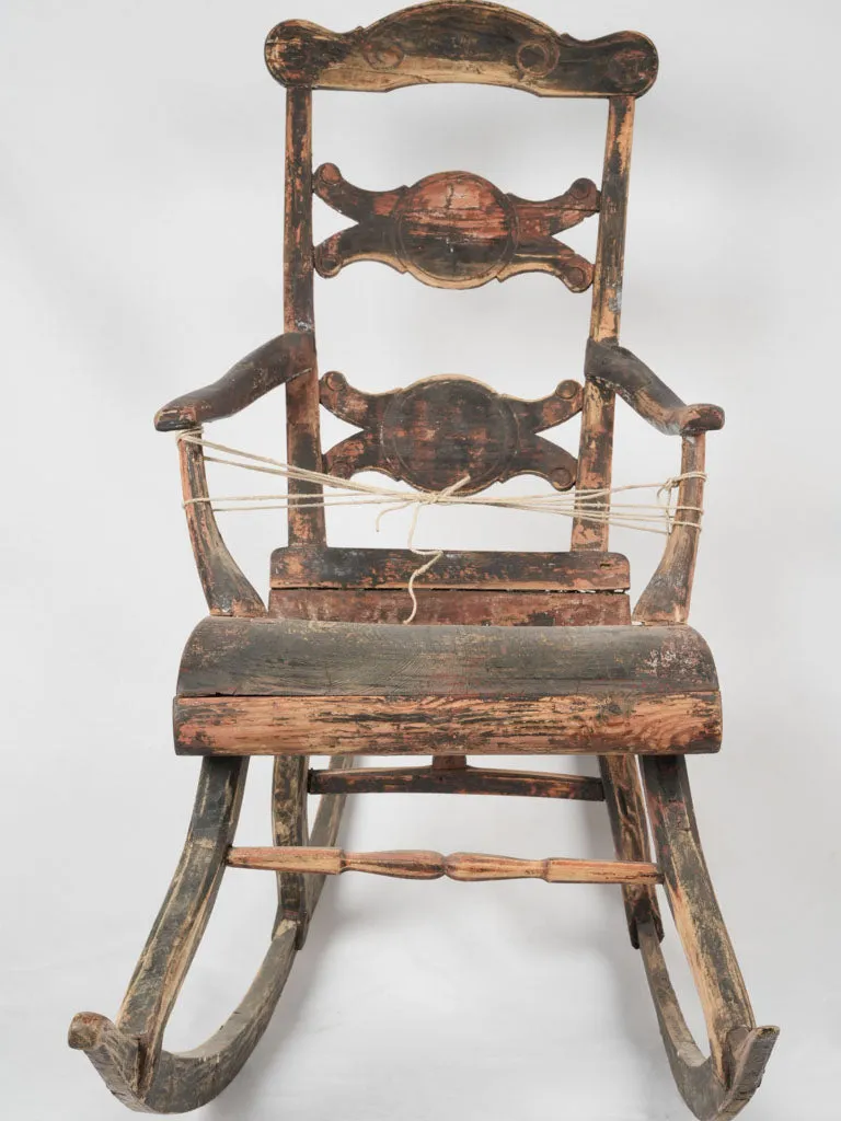 Antique European rocking chair w/ rustic painted patina