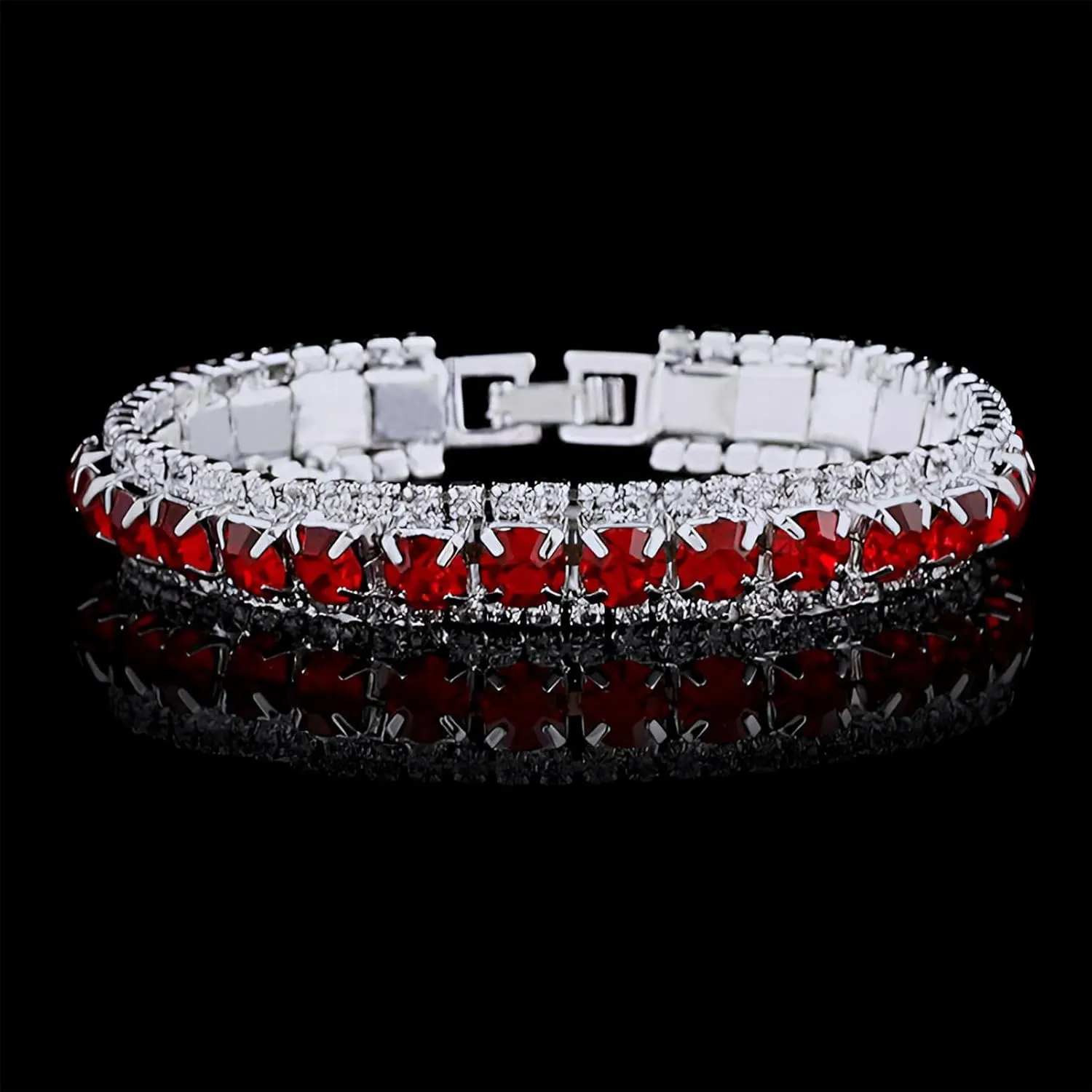 ANUFER Women's Zircon Rhinestones 4 Pieces Jewelry and Clutch Purse Set for Wedding Prom Evening Party