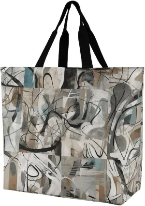 Art Print Color Pattern Tote Bag for Women Reusable Eco-friendly Shopping Bags Large Capacity Shoulder Bag