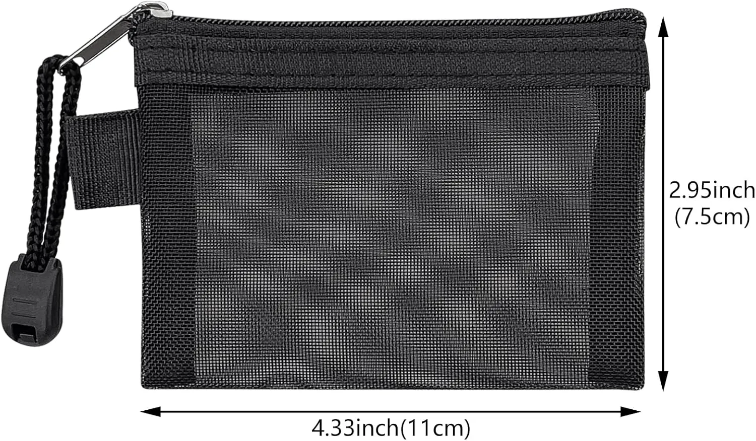 Aswewamt 9 Pcs Mini Zipper Mesh Bags, 4.3" x 3" Small Nylon Key Holder Cosmetic Pouch Portable Travel Makeup Cosmetic Mesh Zipper Bags for Purse Lipstick Earphone Keys Cards (Black)