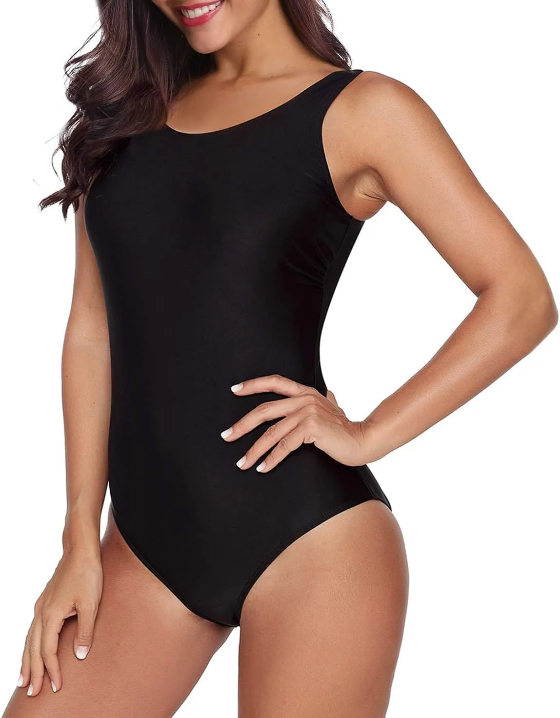 Athletic One Piece Swimsuit for Women Modest Criss Cross Back Slimming Bathing Suit Swimming Suit