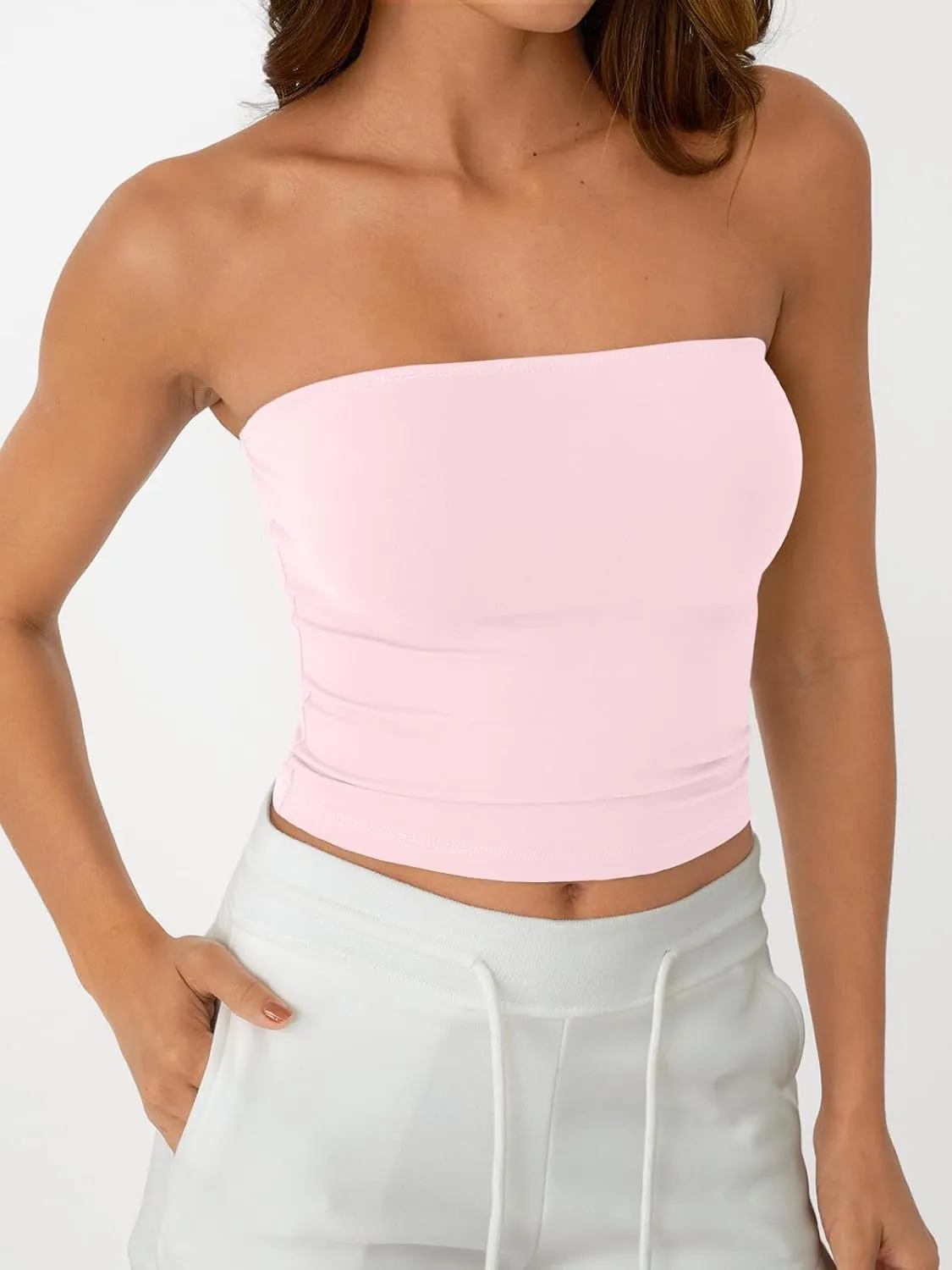 AUTOMET Tube Tops Strapless Crop Tops Basic Backless Sleeveless Bandeau Going Out Cute 2025 Summer Clothes