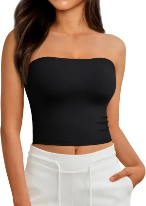 AUTOMET Tube Tops Strapless Crop Tops Basic Backless Sleeveless Bandeau Going Out Cute 2025 Summer Clothes