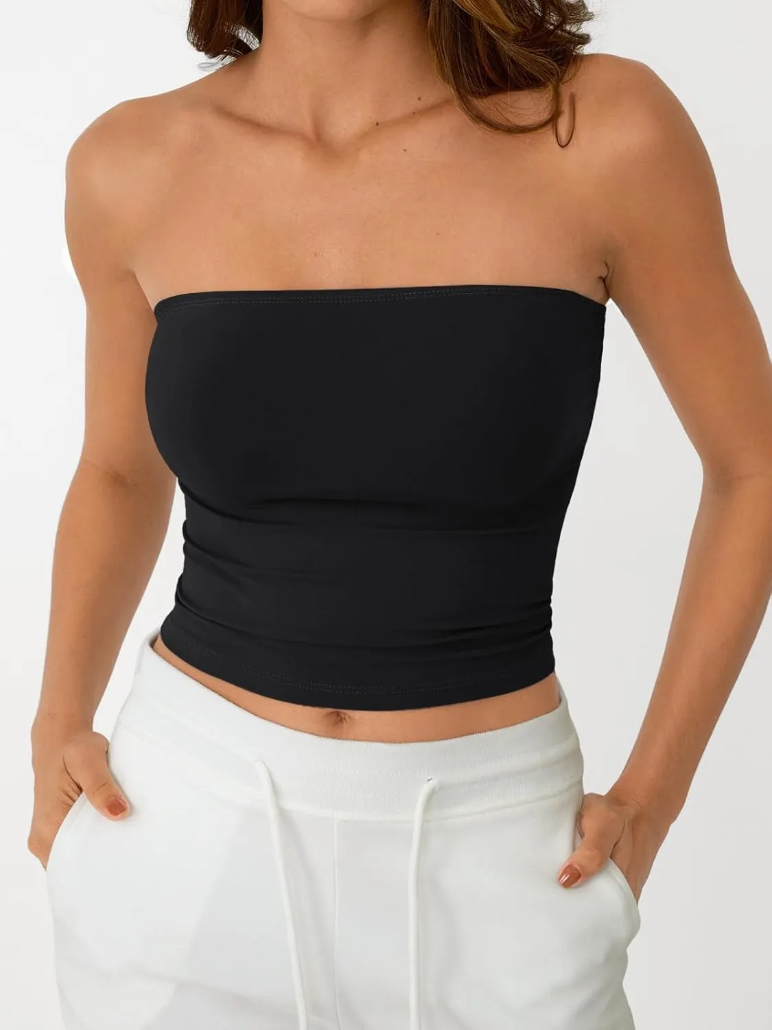 AUTOMET Tube Tops Strapless Crop Tops Basic Backless Sleeveless Bandeau Going Out Cute 2025 Summer Clothes