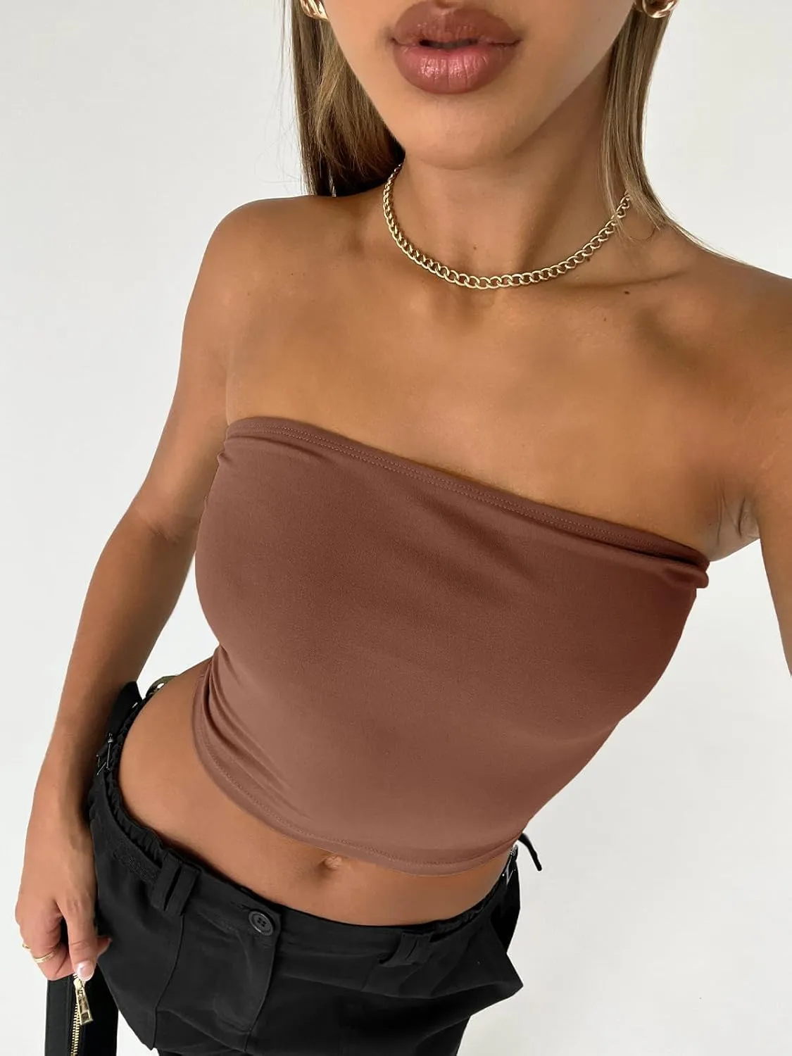 AUTOMET Tube Tops Strapless Crop Tops Basic Backless Sleeveless Bandeau Going Out Cute 2025 Summer Clothes