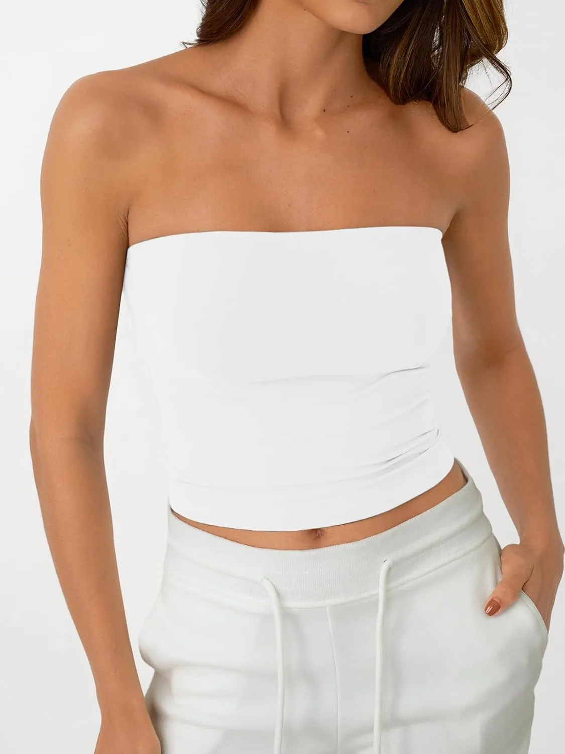 AUTOMET Tube Tops Strapless Crop Tops Basic Backless Sleeveless Bandeau Going Out Cute 2025 Summer Clothes