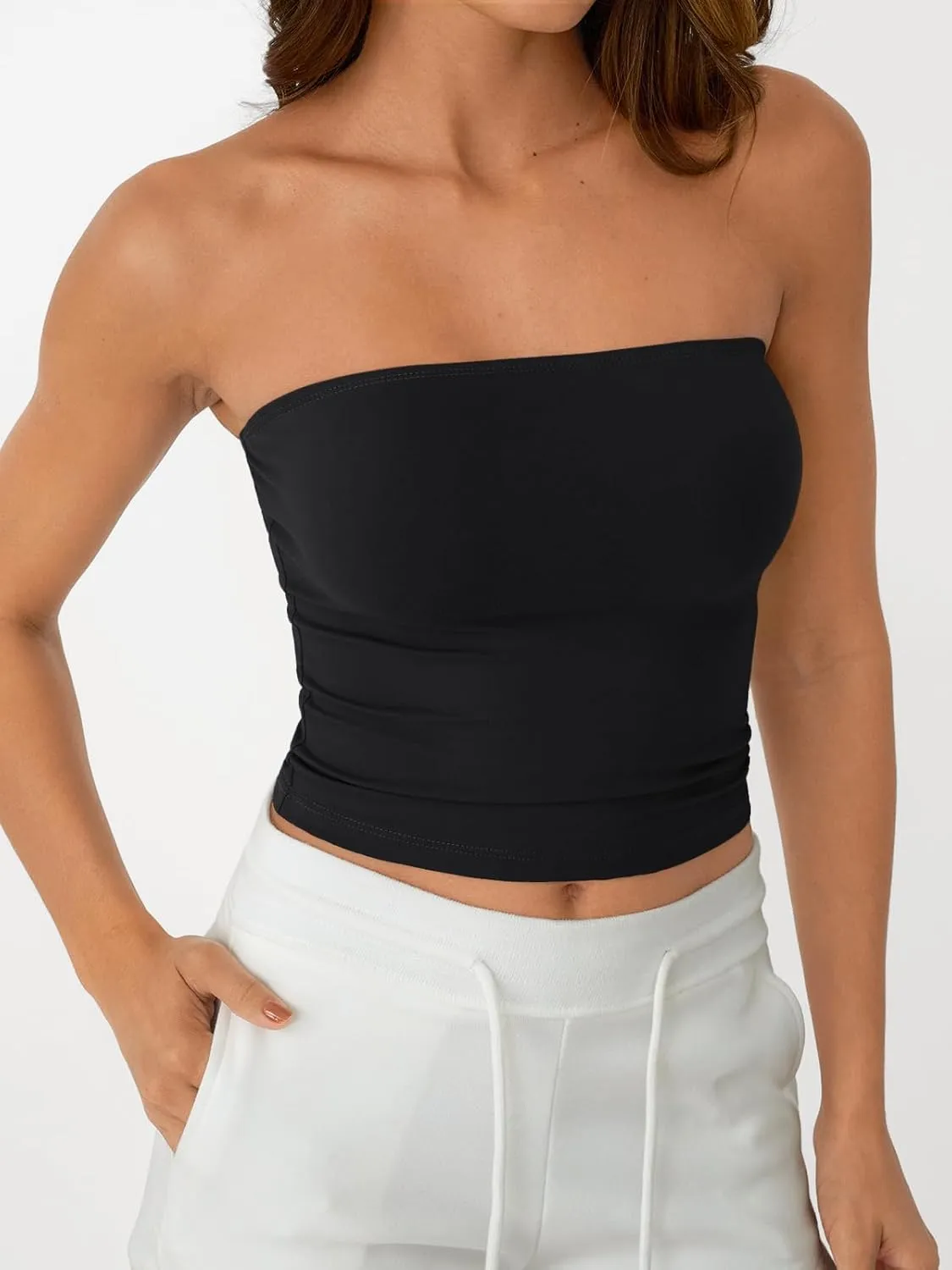 AUTOMET Tube Tops Strapless Crop Tops Basic Backless Sleeveless Bandeau Going Out Cute 2025 Summer Clothes