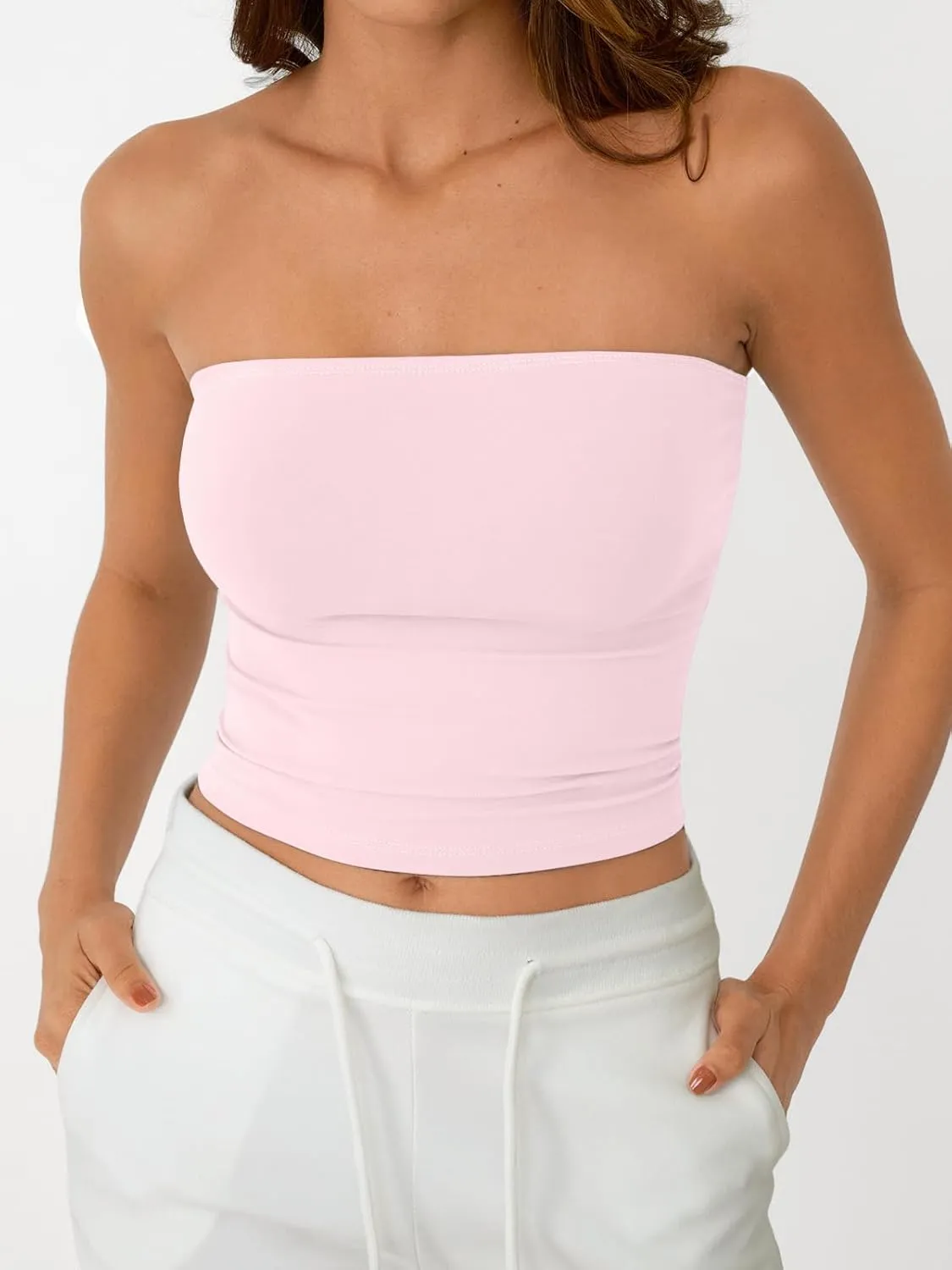 AUTOMET Tube Tops Strapless Crop Tops Basic Backless Sleeveless Bandeau Going Out Cute 2025 Summer Clothes
