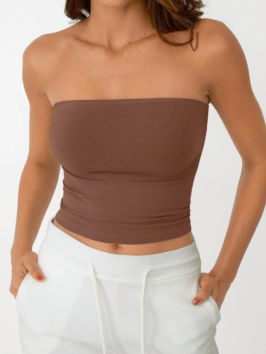 AUTOMET Tube Tops Strapless Crop Tops Basic Backless Sleeveless Bandeau Going Out Cute 2025 Summer Clothes