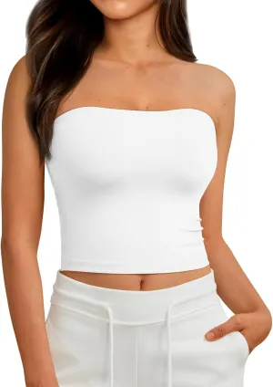 AUTOMET Tube Tops Strapless Crop Tops Basic Backless Sleeveless Bandeau Going Out Cute 2025 Summer Clothes