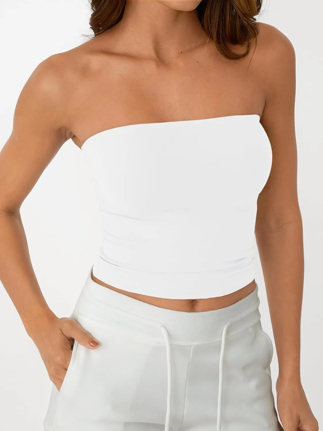 AUTOMET Tube Tops Strapless Crop Tops Basic Backless Sleeveless Bandeau Going Out Cute 2025 Summer Clothes