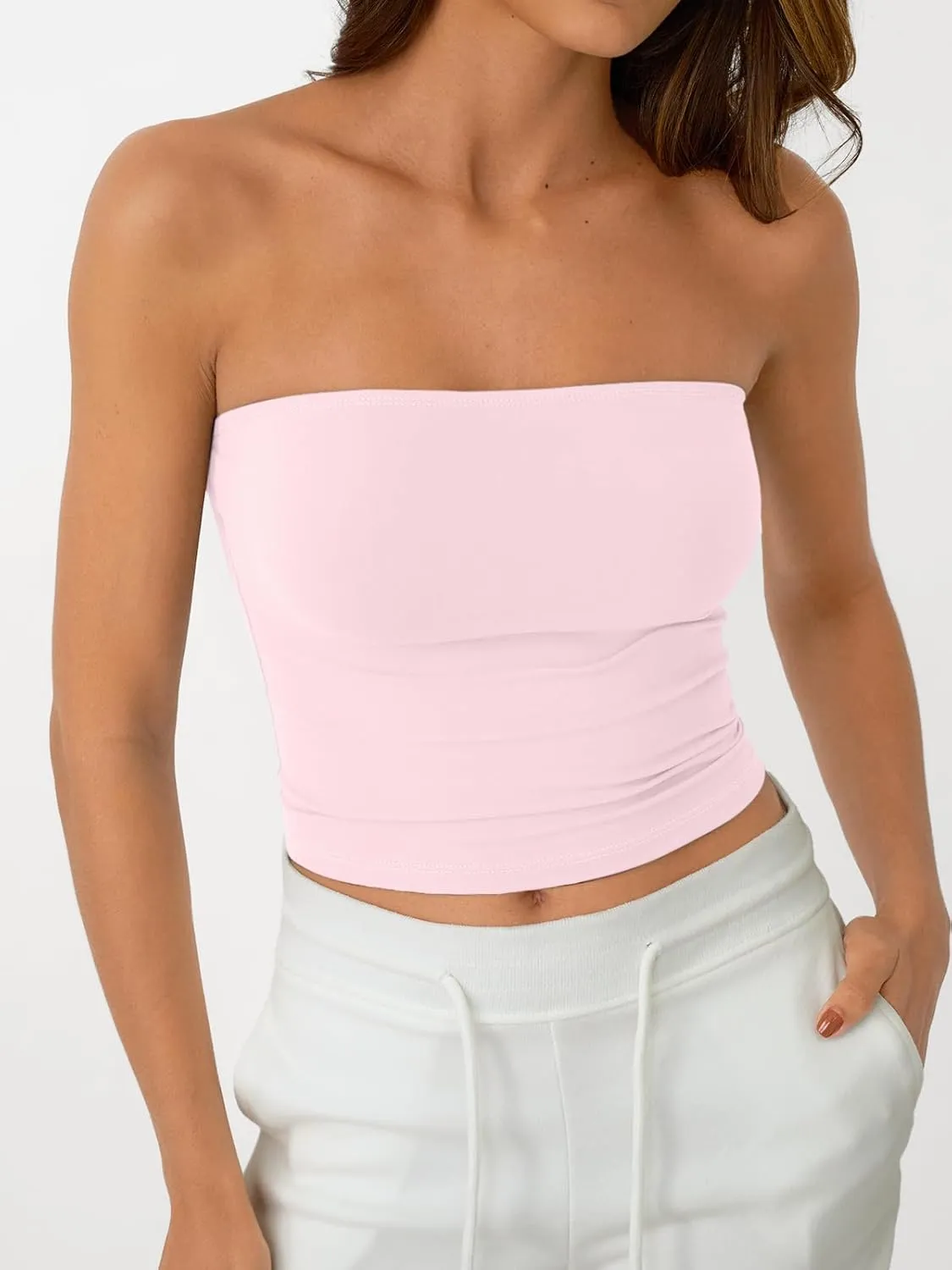 AUTOMET Tube Tops Strapless Crop Tops Basic Backless Sleeveless Bandeau Going Out Cute 2025 Summer Clothes