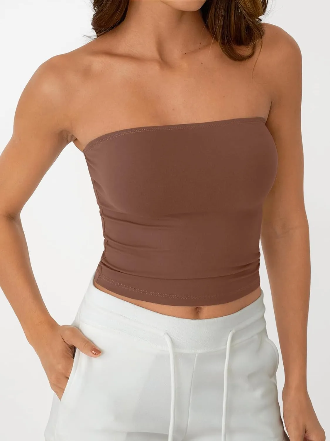 AUTOMET Tube Tops Strapless Crop Tops Basic Backless Sleeveless Bandeau Going Out Cute 2025 Summer Clothes