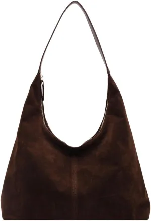 Autumn and Winter Vintage Women's Bag Large Capacity Suede Shoulder Bag Solid Color Simple Casual Commuter Bag Retro Handbags
