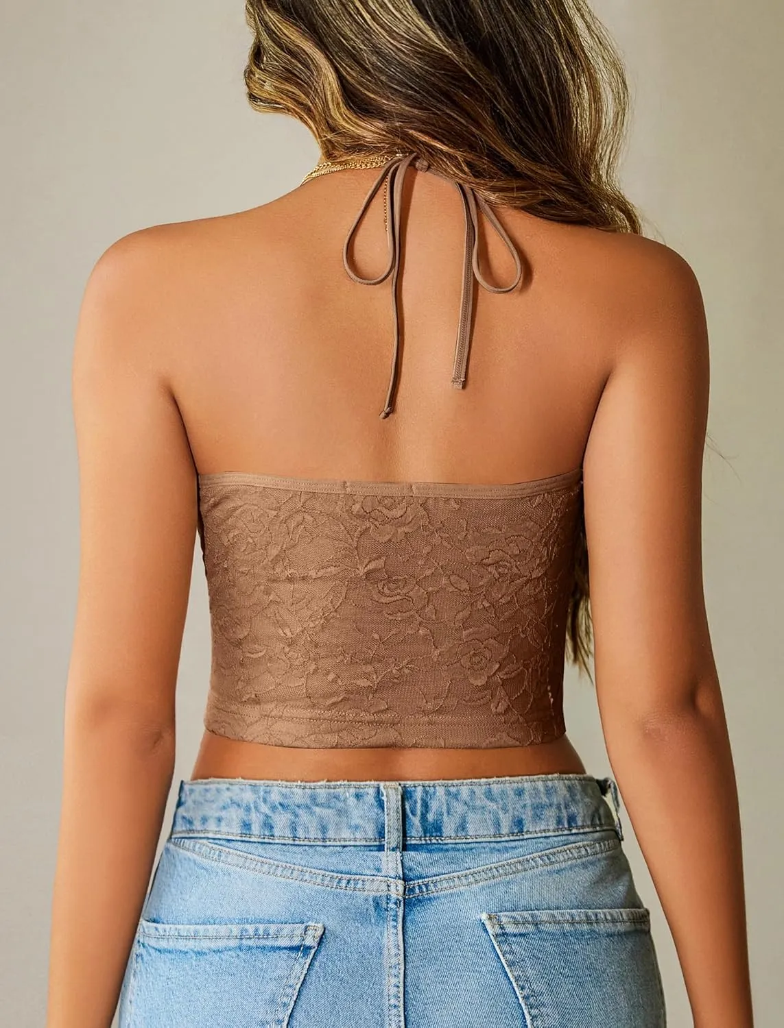 Avidlove Sexy Tops for Women Lace Camisole Y2k Halter Crop Top Slim Sleeveless Going Out Outfits 2025 Trendy