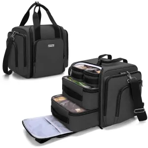 BAFASO Travel Makeup Bag with 4 Inner Removable Pouches, Multifunctional Hair Bag Cosmetic Bag Holds Makup/Hair Supplies (Patent Pending), Black