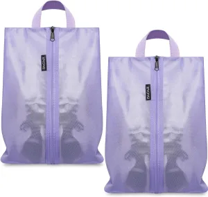 Bagail Shoe Bags for Travel,2 Set Shoe Bag for Storage in Closet,Transparent Shoe Packing Organizers with YKK Zipper (L 17"x10"x5", Lavender 2pcs)