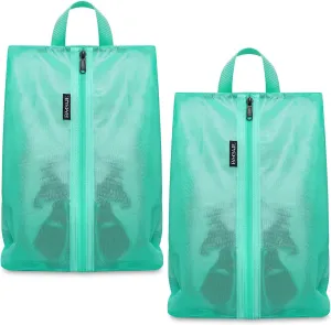 Bagail Shoe Bags for Travel,2 Set Shoe Bag for Storage in Closet,Transparent Shoe Packing Organizers with YKK Zipper (L 17"x10"x5", Turquoise 2pcs)