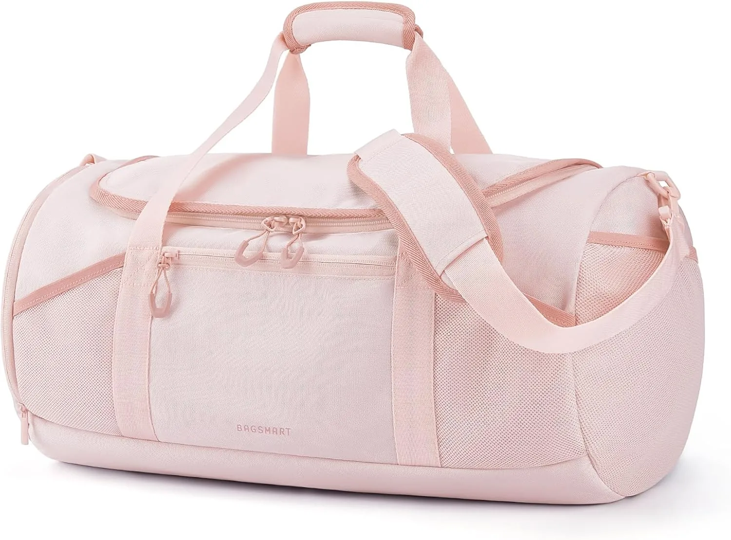BAGSMART Gym Bag for Men & Women, Lightweight Duffel with Shoe Compartment, Weekender Bags with Wet Pocket, Workout Overnight Carry on for Travel, Pink