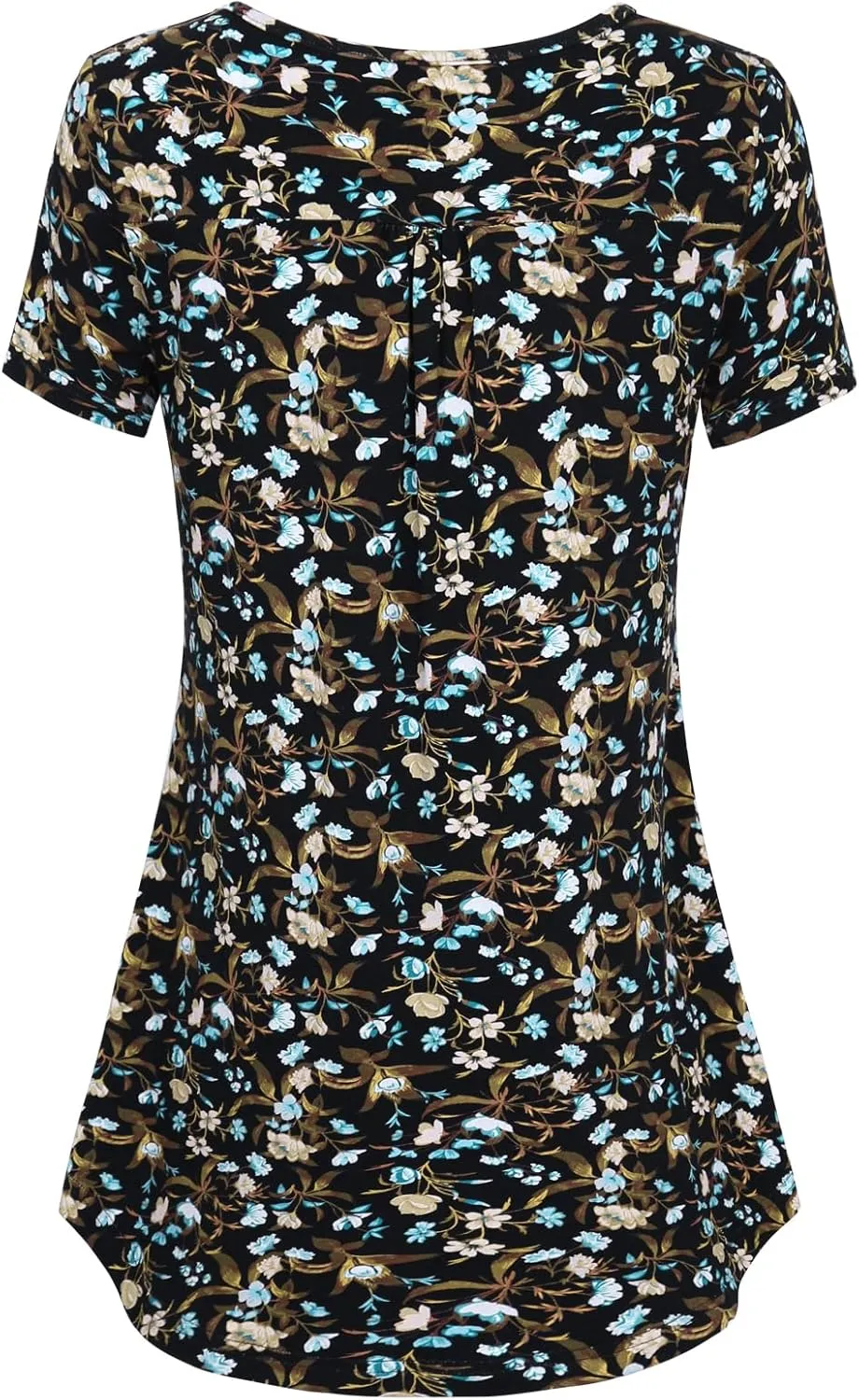BAISHENGGT Women's Tunic Tops for Leggings Summer Short Sleeve V Neck Button Casual Blouses Flowy T Shirt