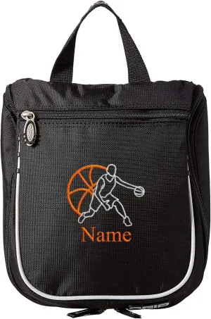 Basketball Toiletry Bag, Personalized Men's Shaving Kit, Hanging Travel Case
