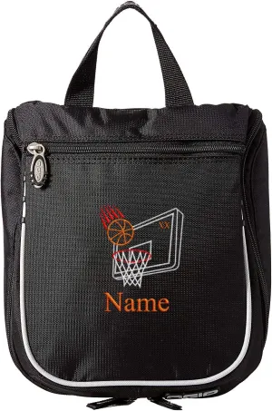 Basketball Toiletry Bag, Personalized Men's Shaving Kit, Hanging Travel Case