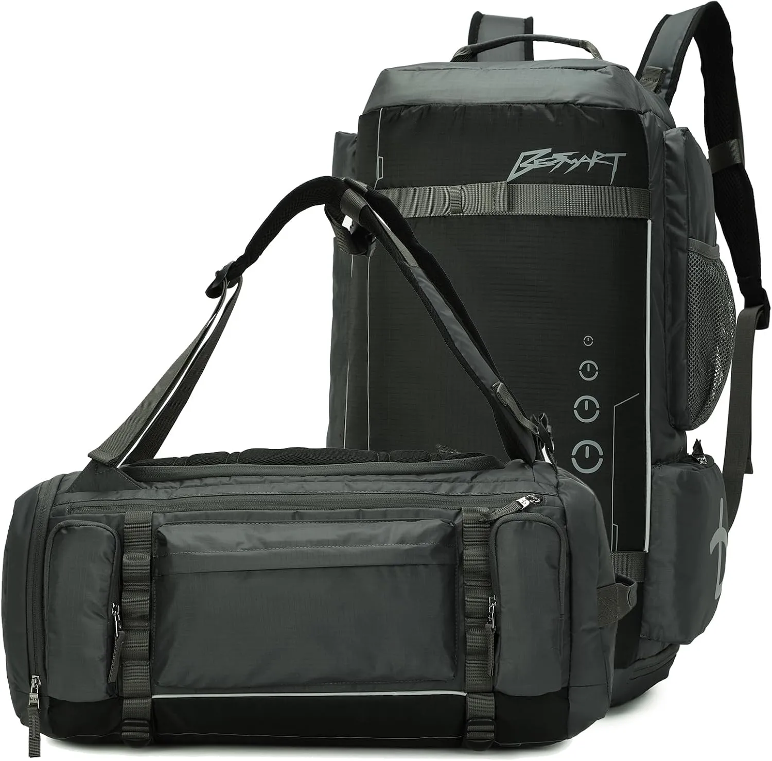BE SMART 40L Extra Large Gym Backpack for Men, Big Gym Bag with Shoes Compartment, Waterproof Heavy Duty Duffel Bags, Men's Workout Backpacks for Outdoor Sport,Hiking,Camping,Travel