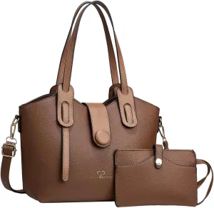 Beach Tote Bag 4 Packet Solid Color Leather Handbags Shoulder Bags Crossbody Hobo Bags Card Purse Work Travel Essential M