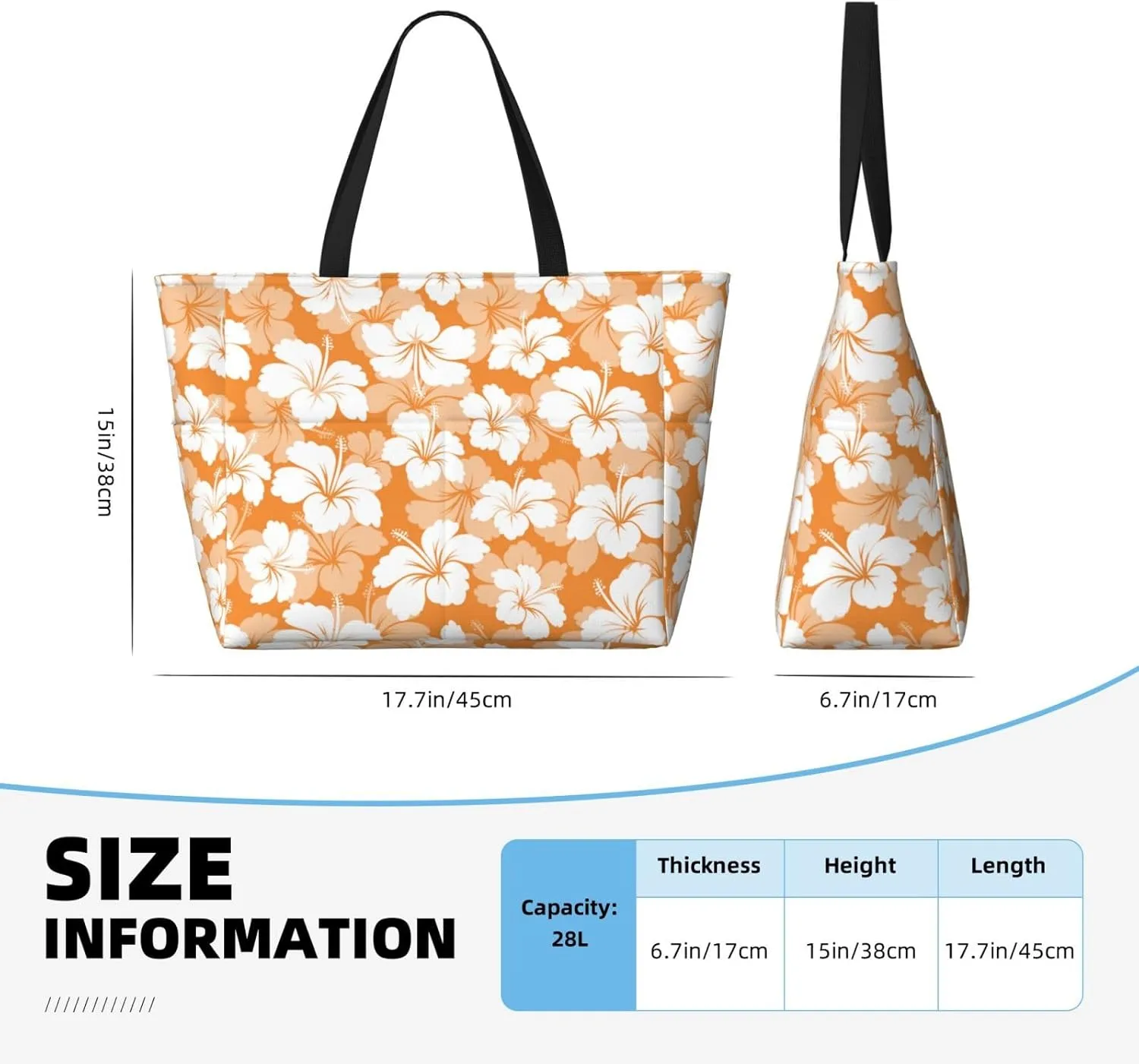 Beach Tote Bag for Women Foldable Waterproof and Sandproof Tote Bag with Zipper Print Beach Bag Large Travel Bag