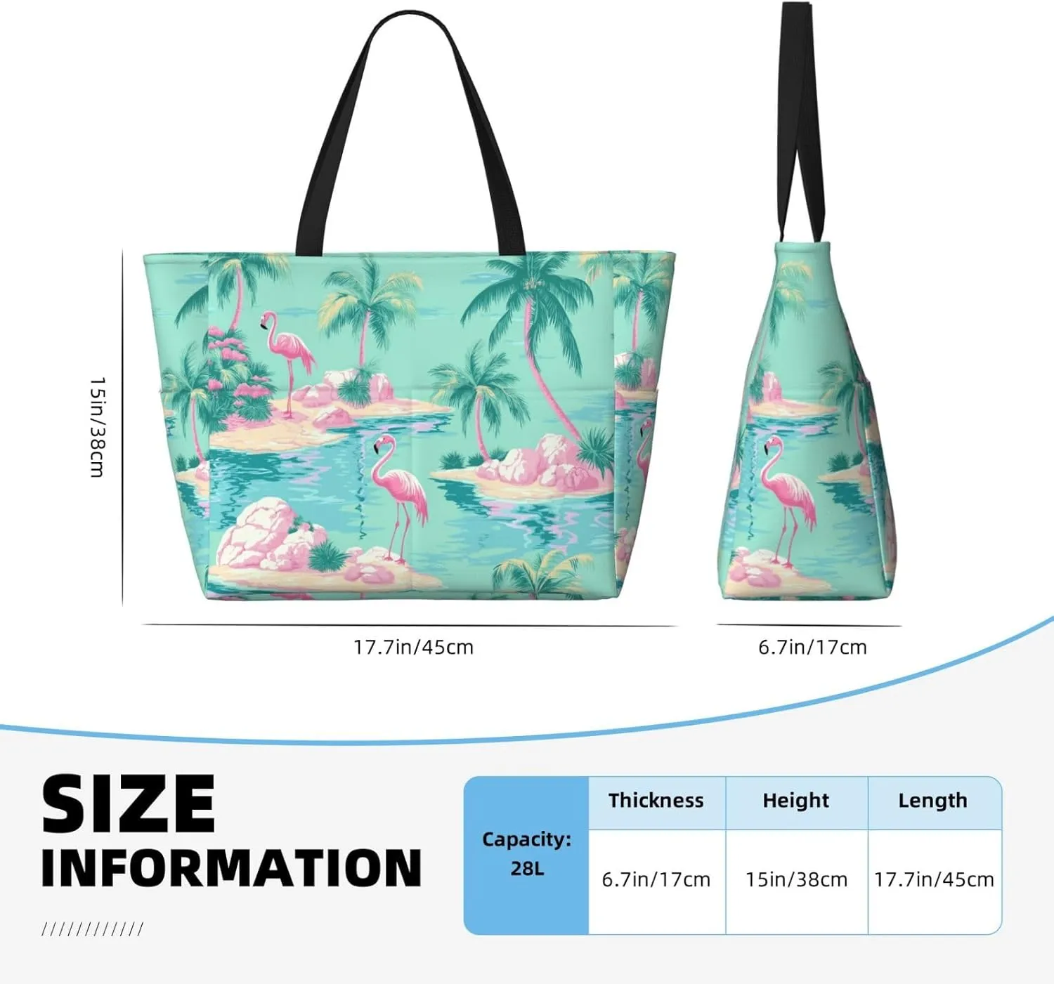 Beach Tote Bag for Women Foldable Waterproof and Sandproof Tote Bag with Zipper Print Beach Bag Large Travel Bag