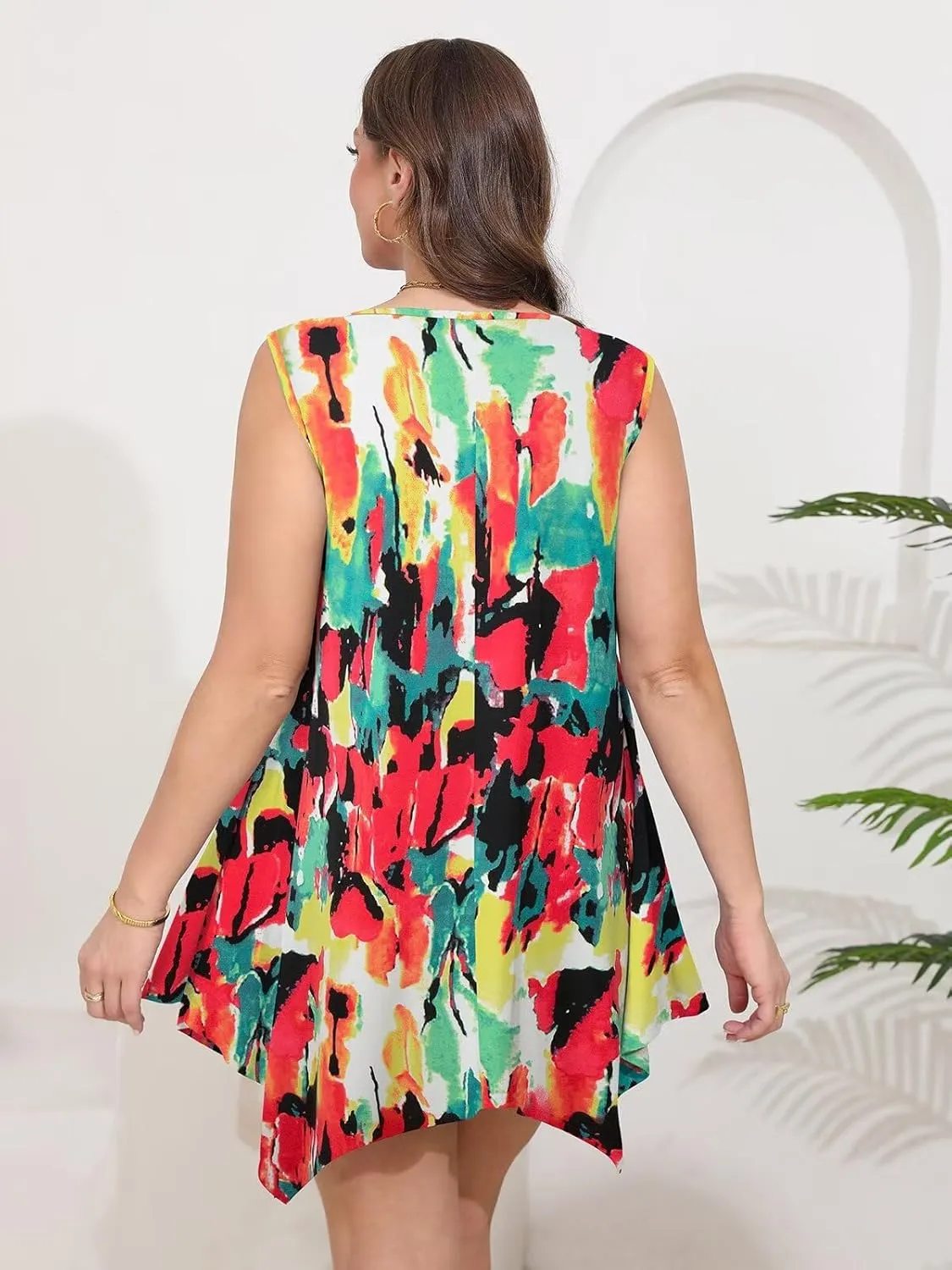 BELAROI Womens Plus Size Tank Tops Summer Sleeveless Scoop Neck Tunic Shirts Casual Loose T-Shirts Blouse