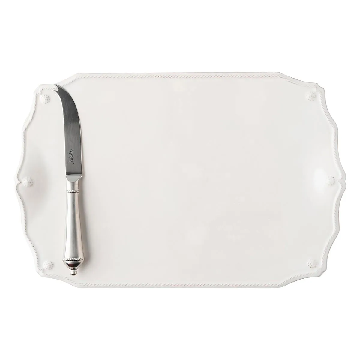 Berry & Thread 15" Serving Board with Knife - Whitewash