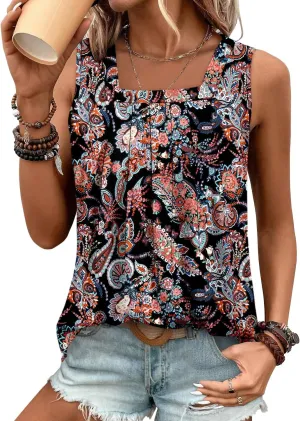 BETTE BOUTIK Womens Tank Tops Pleated Sleeveless Blouse Short Sleeve Tops Basic Shirts S-3XL