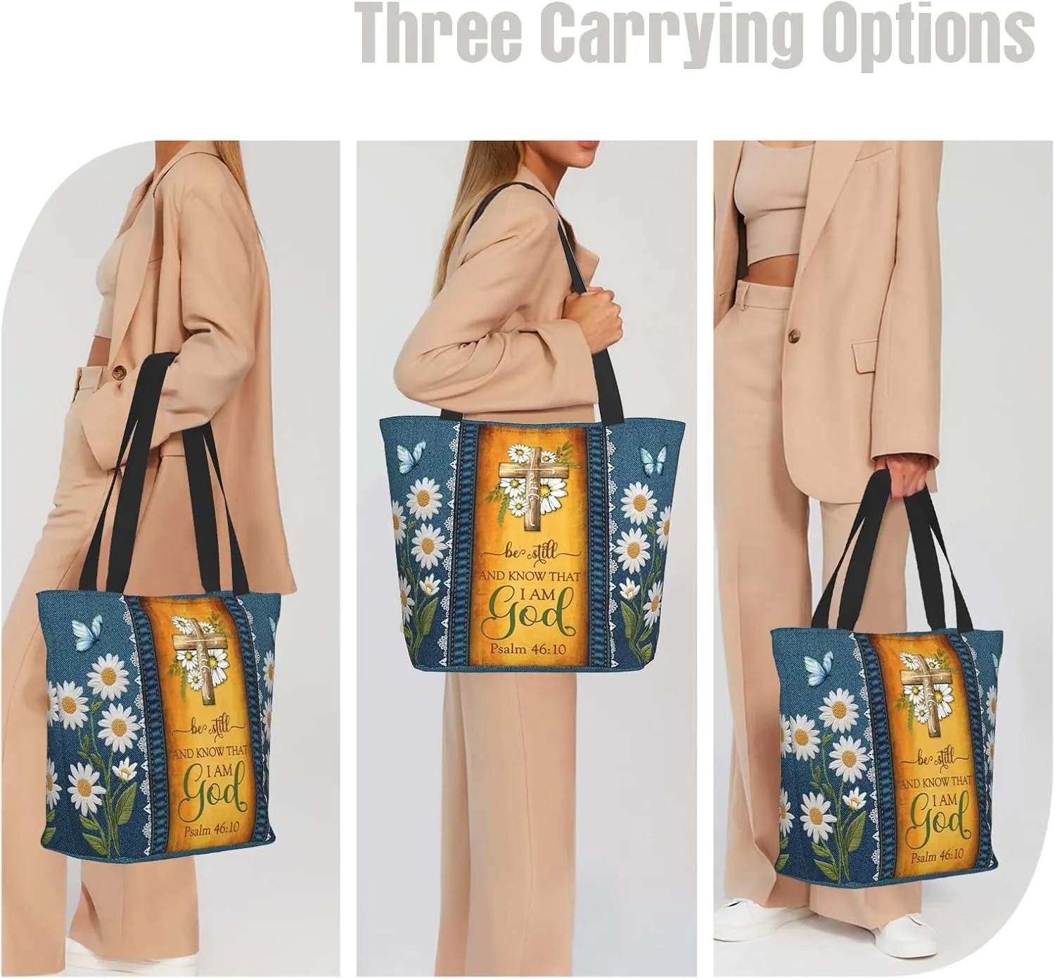 Bible Tote Bags for Women Christian Tote Bags Reusable Shoulder Bag Church Bags Christian Gifts for Women Work