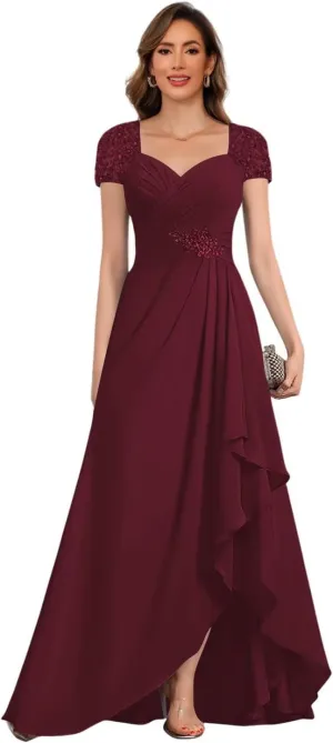 BITALY Mother of The Bride Dresses for Women Chiffon Beaded Formal Wedding Party Dress