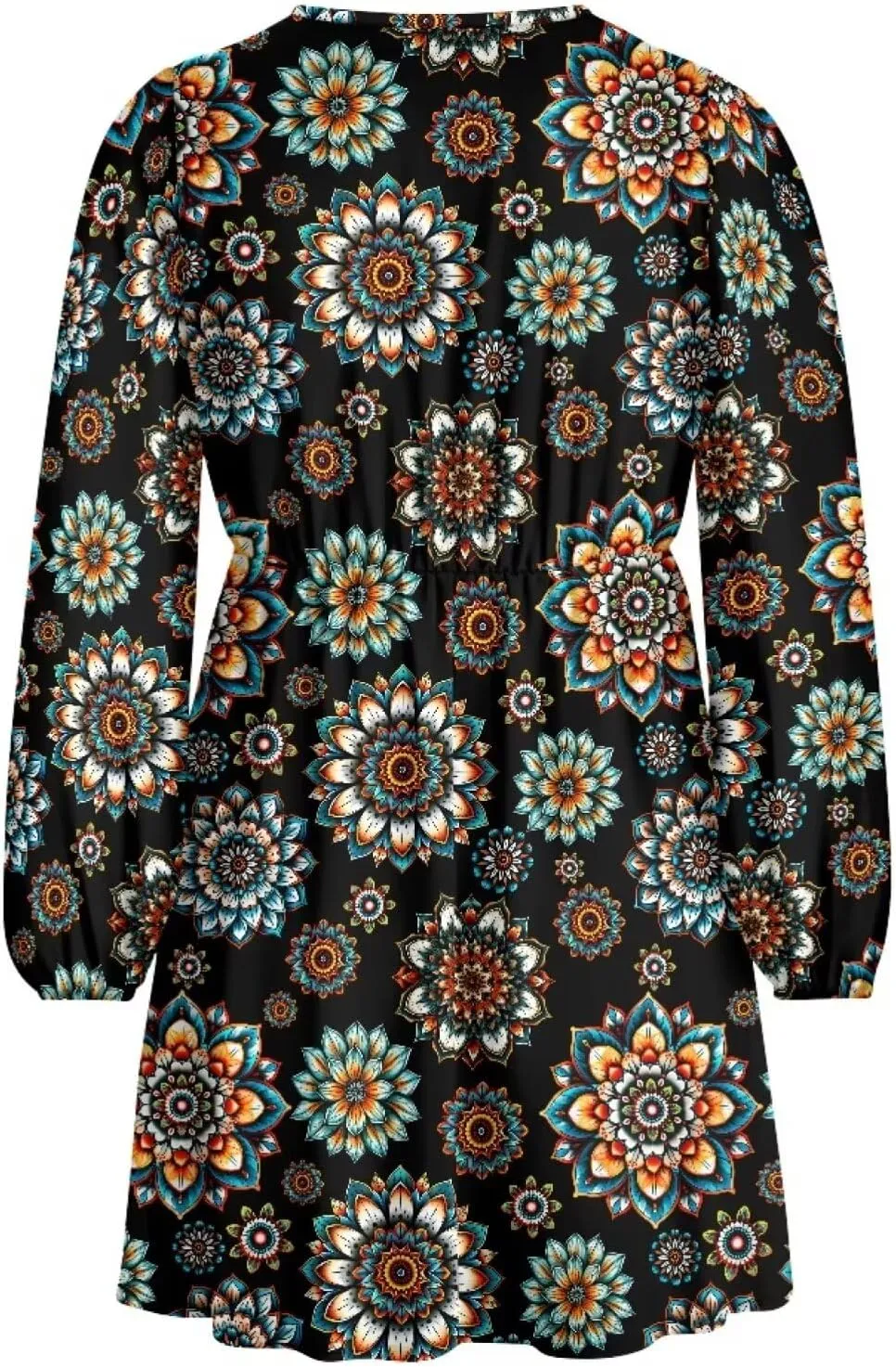 Biyejit Casual Tunic Dress for Women V Neck Ruffle Long Sleeve Dresses Loose Flowy Beach Cover Up Swing Dress
