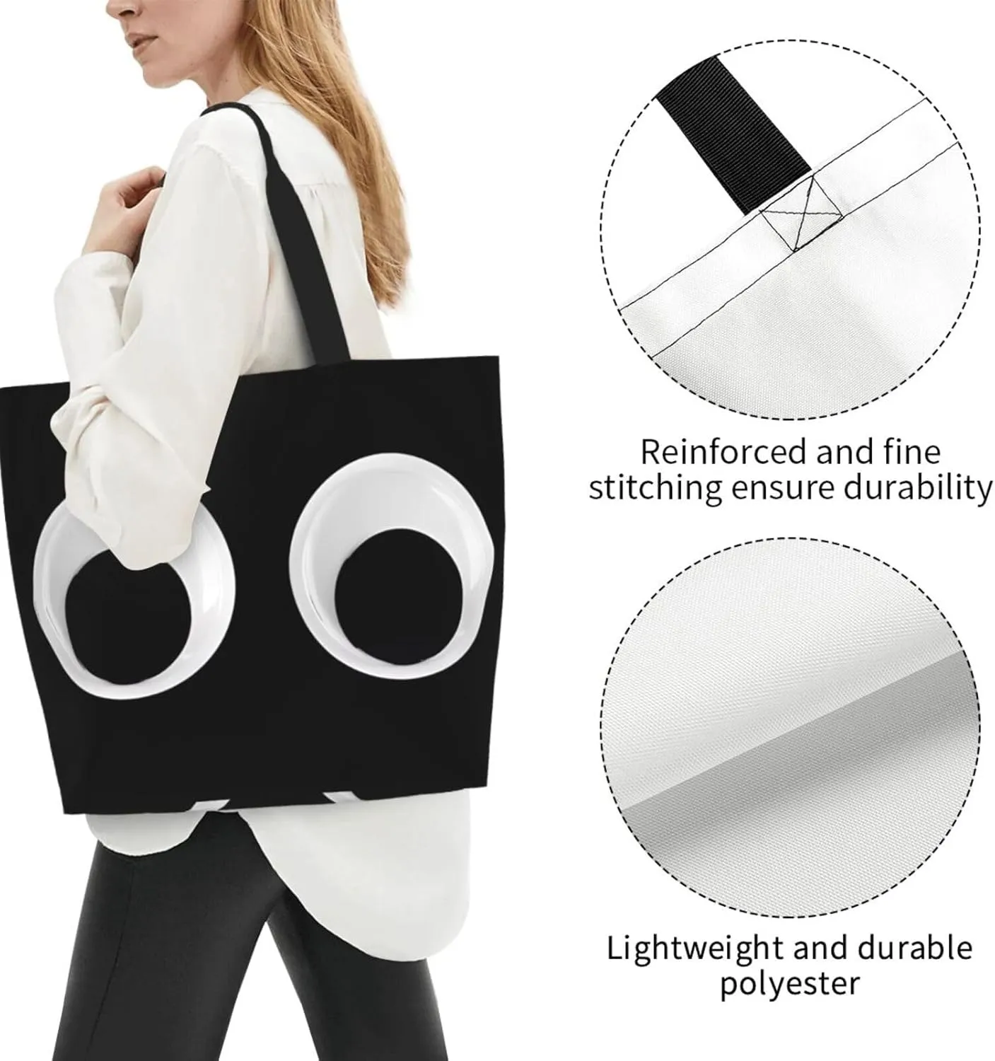 Black and White Great White Shark Women's Tote Bag Large Capacity Single Shoulder Bags Handbag for Shopping Work