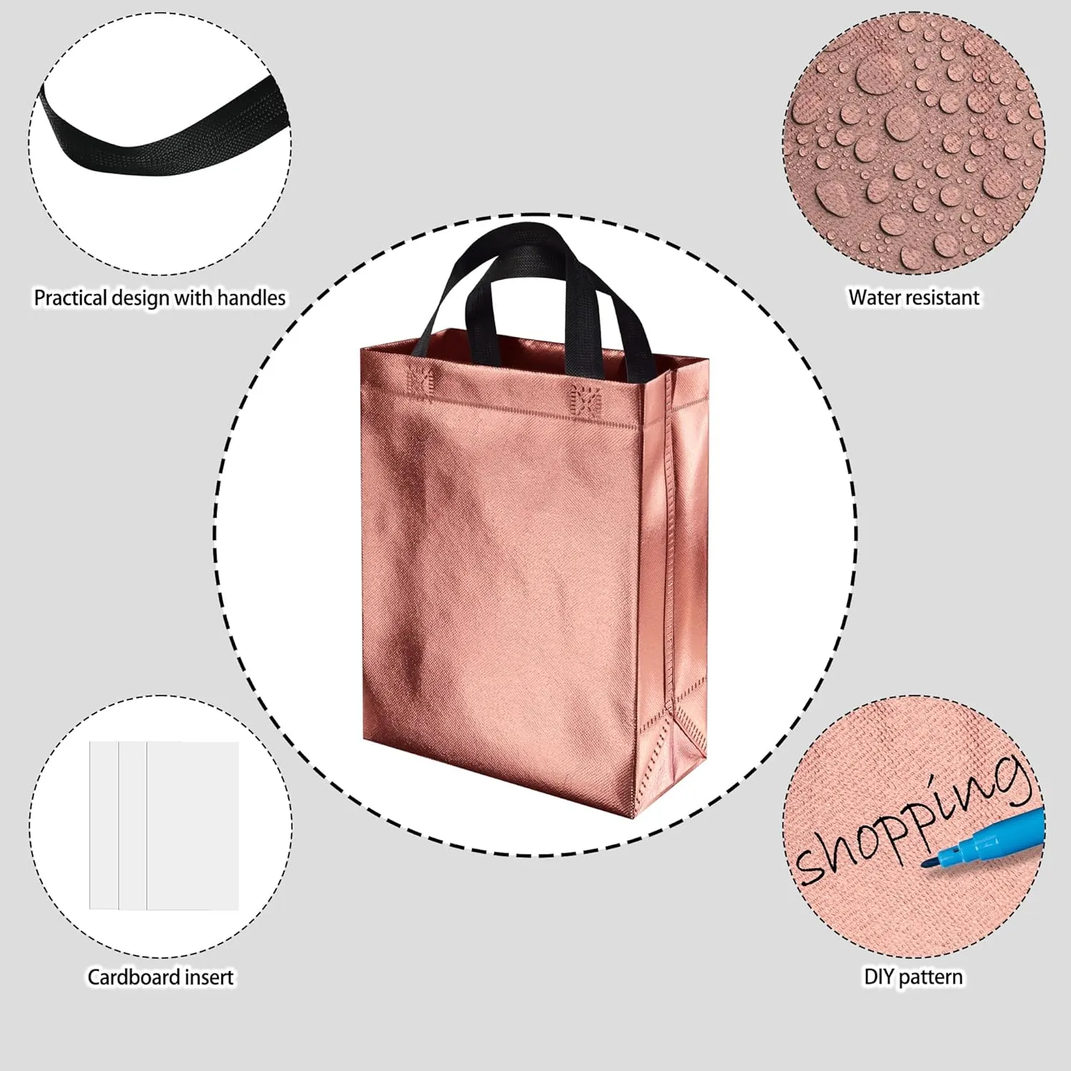 BLEWINDZ 100Pcs Medium Gift Bags Bulk  10.2" Reusable Gift Bag with Handles - Ideal as Party Favor Bags, Shopping Bag (10 Colors)