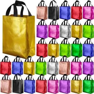 BLEWINDZ 100Pcs Medium Gift Bags Bulk  10.2" Reusable Gift Bag with Handles - Ideal as Party Favor Bags, Shopping Bag (10 Colors)