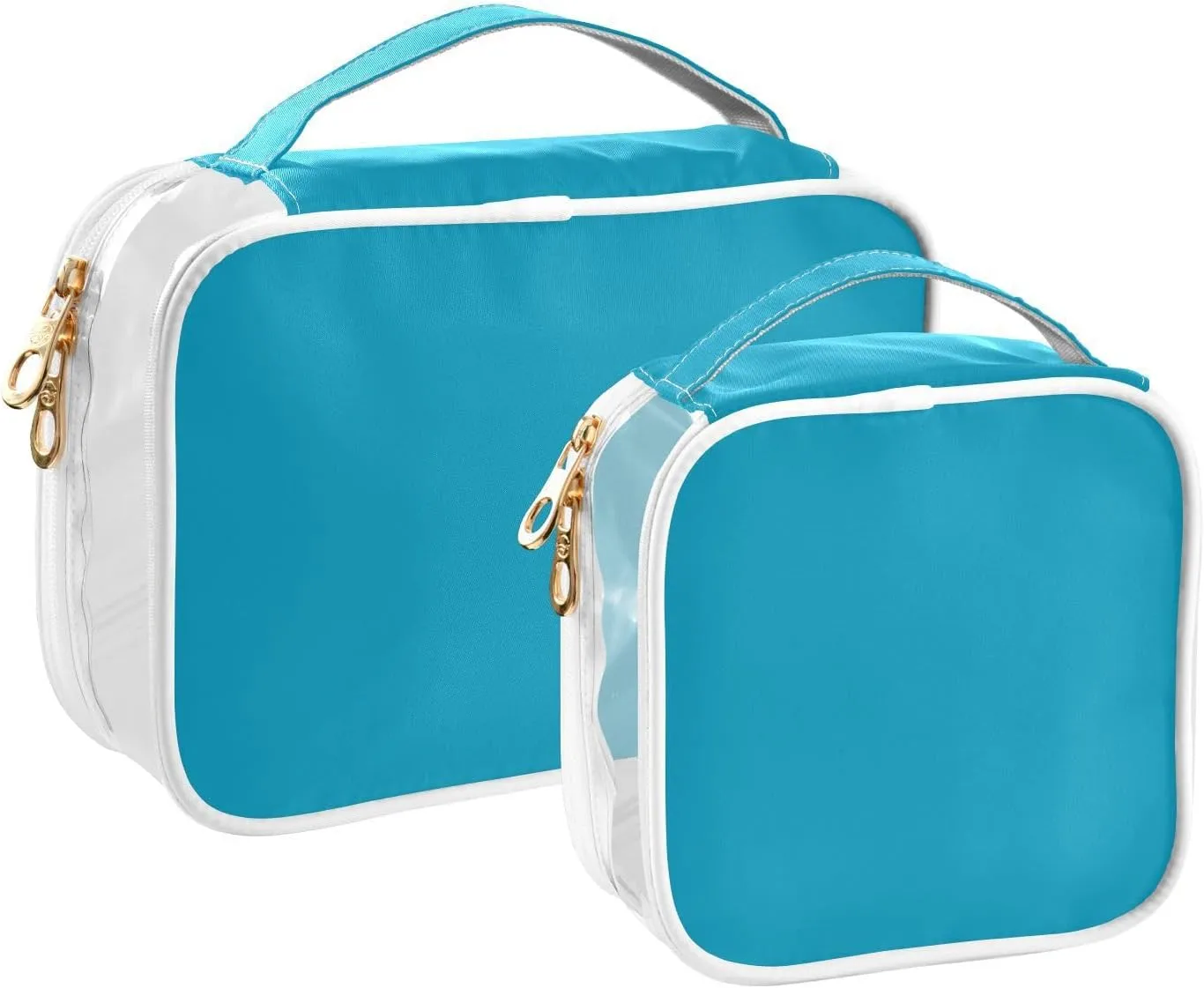 Blue Clear Makeup Bags TSA Approved Toiletry Bag for Women Men Cosmetic Bags with Handle Carry On Airport Airline Compliant Bag Quart Size PVC Travel Bags for Toiletries Business, 2 Pack