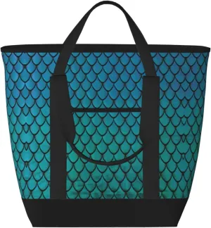 blue fish scale Women's tote bags and reusable women's beach bags are suitable for travel insulation and cooling bags.