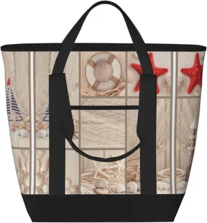 Boat Beach Starfish Shell Women's tote bags and reusable women's beach bags are suitable for travel insulation and cooling bags.
