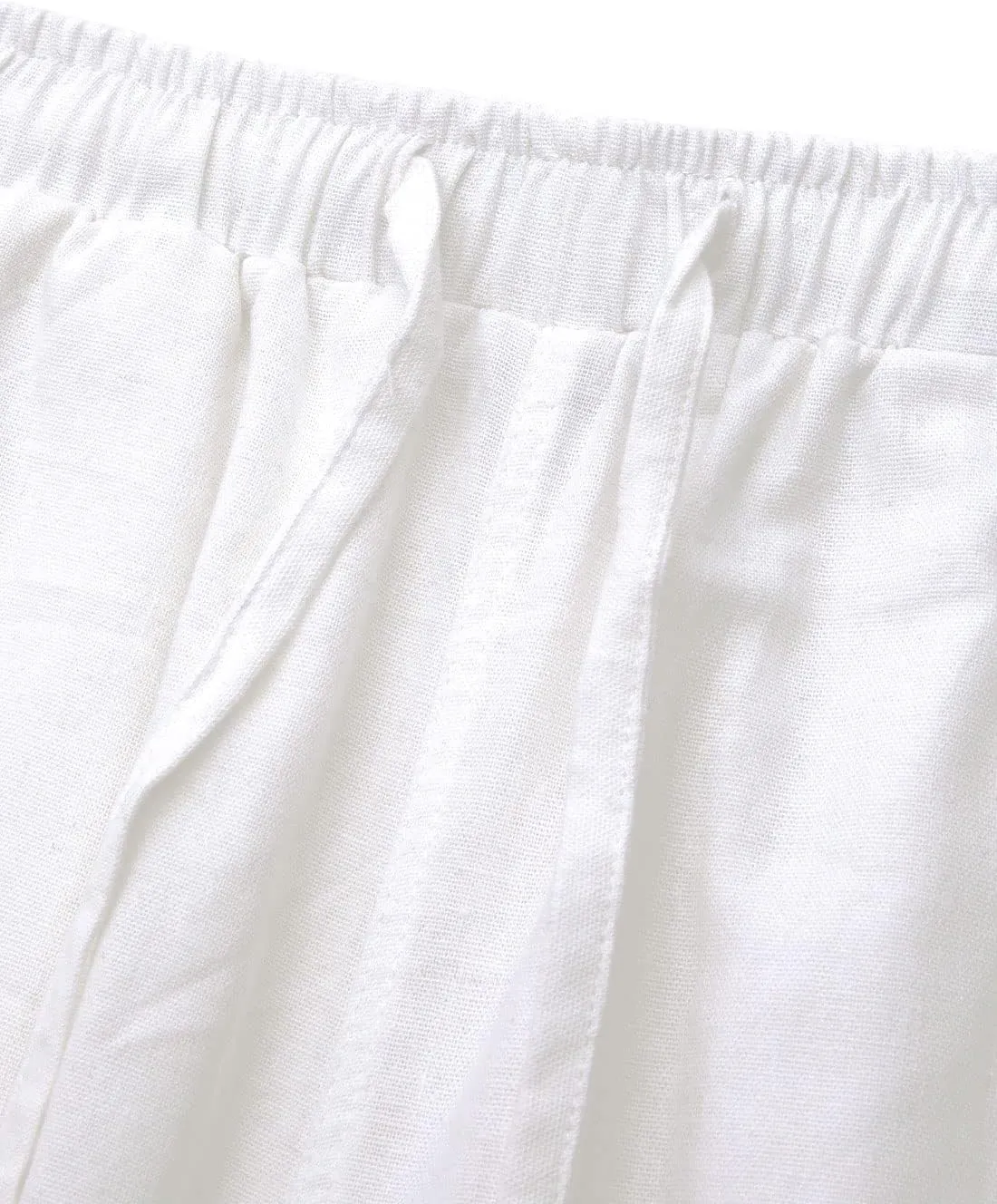 Bonnorth Women's Cotton Linen Elastic Drawstring Waist Loose Wide Leg Solid Pants with Pockets