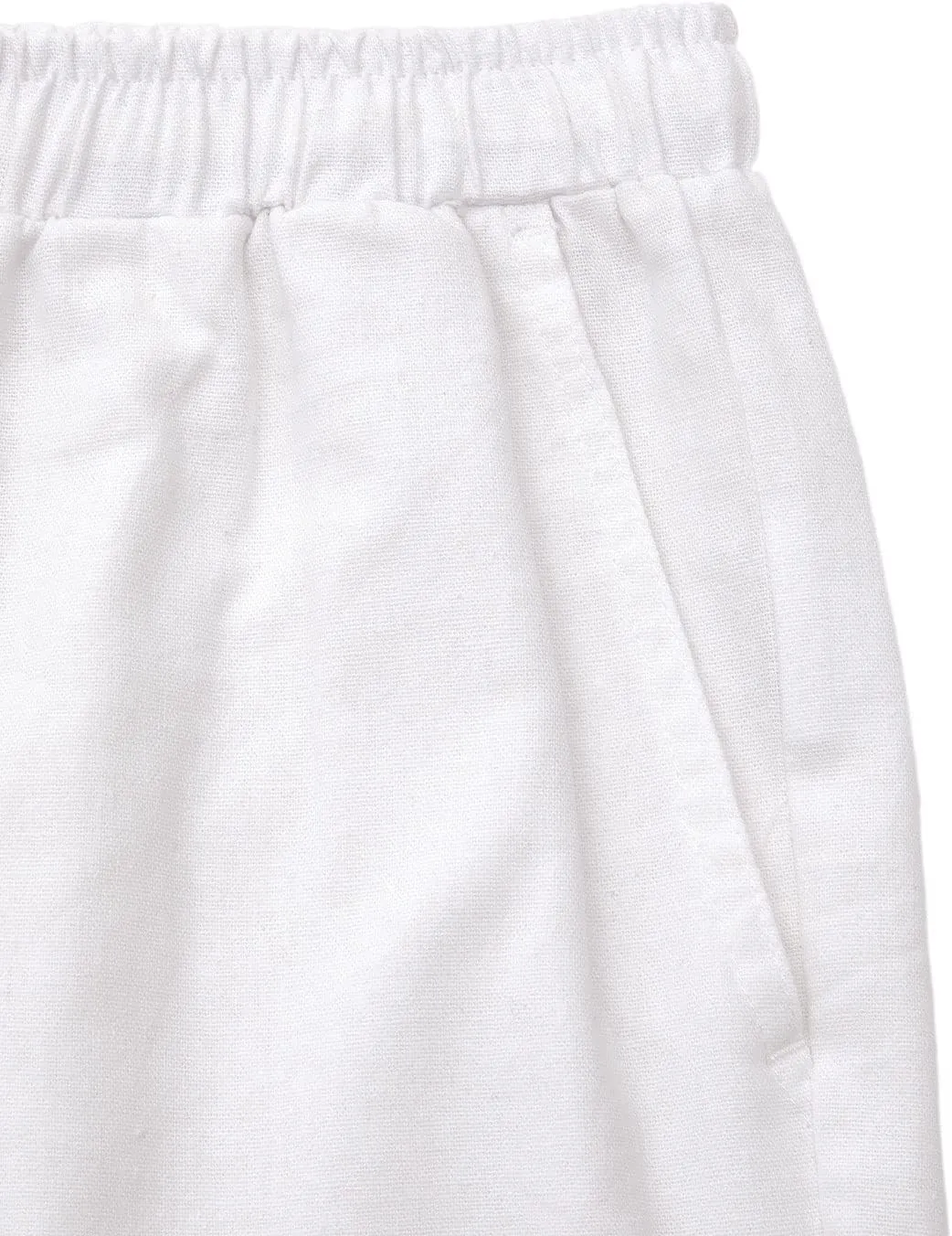 Bonnorth Women's Cotton Linen Elastic Drawstring Waist Loose Wide Leg Solid Pants with Pockets