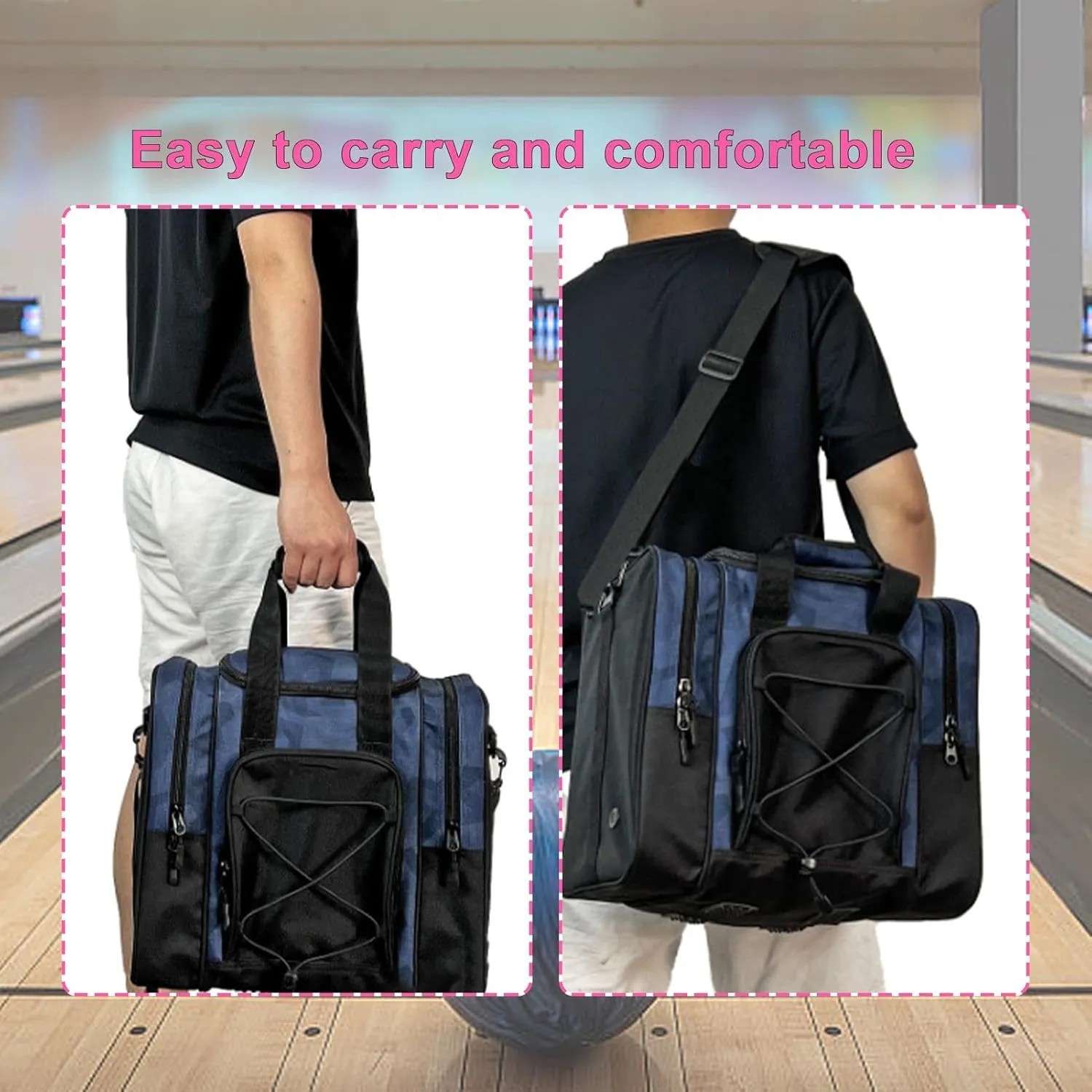 Bowling Bags - Bowling Ball Tote Bag For 1 Ball - Multifunctional Handbag With Adjustable Belt Padded Compartment Fits Bowling Ball Shoes For Women Men Bowling Tote Bag Single Ball Bag