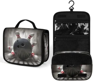 Bowling Ball Sports Portable Toiletry Bags,Travel Makeup Bags,Travel Cosmetic Bags,with Handle,Large Capacity
