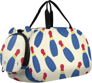 Bowling Sport Sports Duffle Bag for Girls Boys, Gym Bag with Shoe Compartment, Kids Travel Overnight Weekender Shoulder Bag