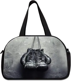 Boxing Glove Printed Travel Handbag with Shoe Compartment Mens Garment Bag Cool Gym Duffel Bag for Women